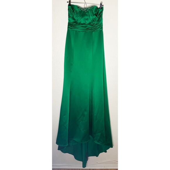 Alfred Angelo Womens Emerald Ruched Embellished Top Lace Up Formal Maxi Dress 6 - Picture 1 of 9